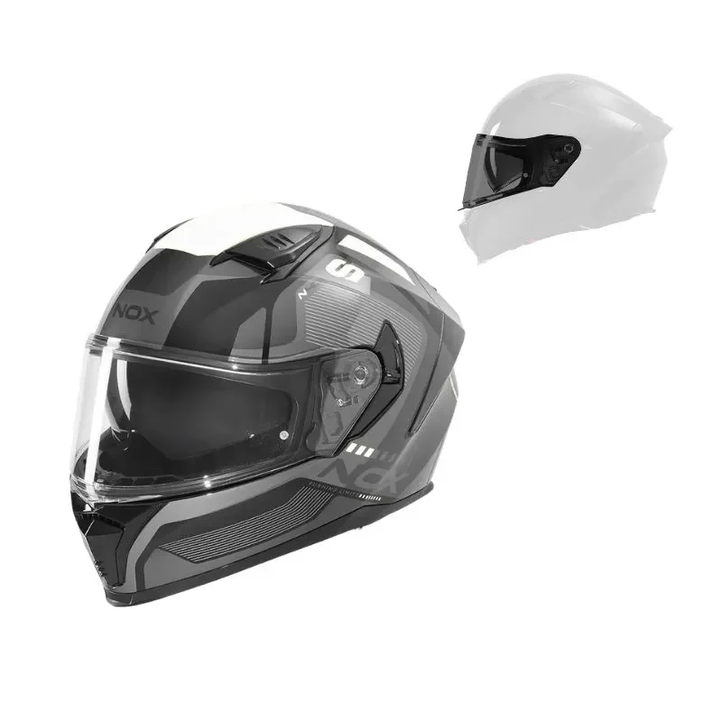 Casque intégral - N402 Mentor noir blanc brillant