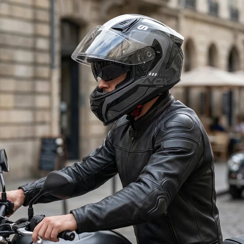 Casque intégral - N402 Mentor noir blanc brillant