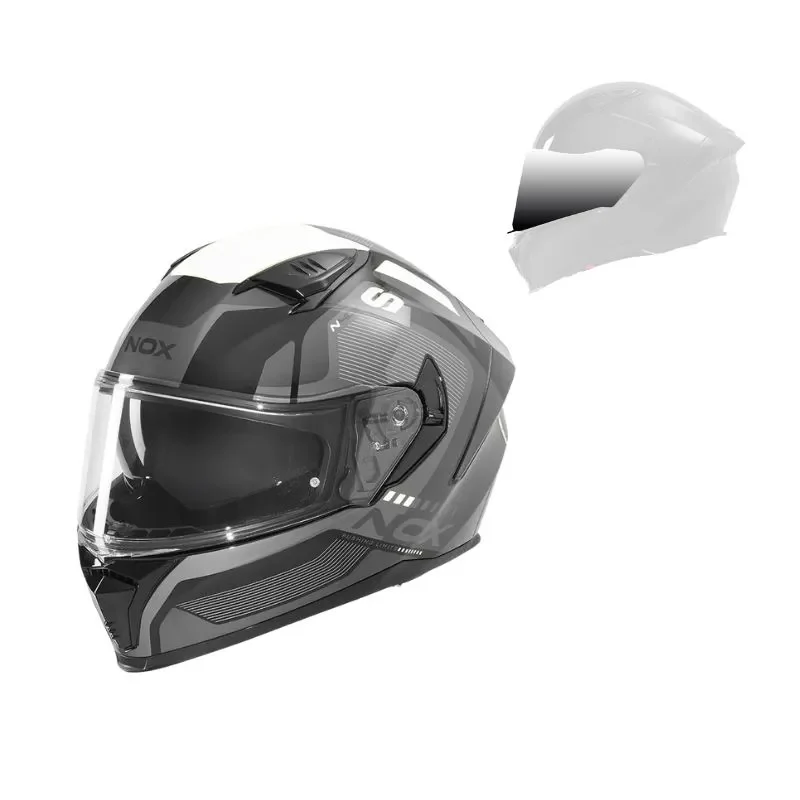 Casque intégral - N402 Mentor noir blanc brillant
