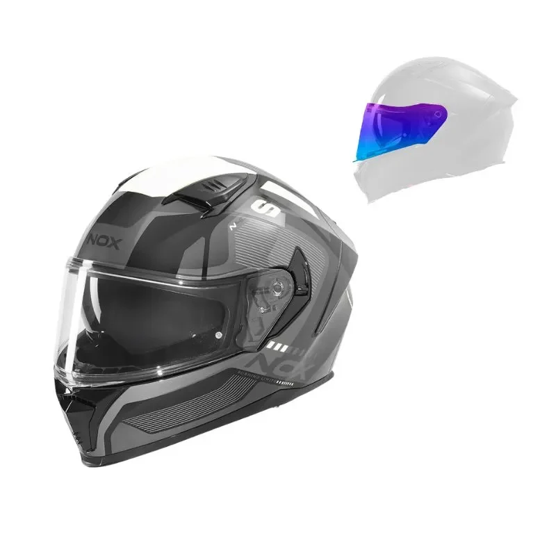 Casque intégral - N402 Mentor noir blanc brillant
