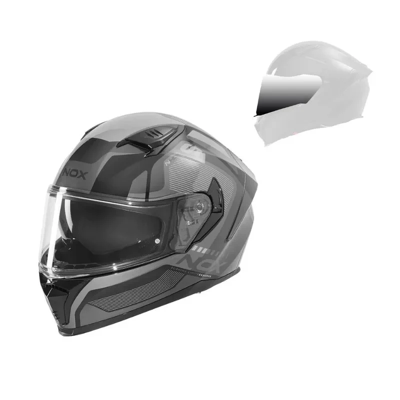 Casque intégral - N402 Mentor noir argent brillant