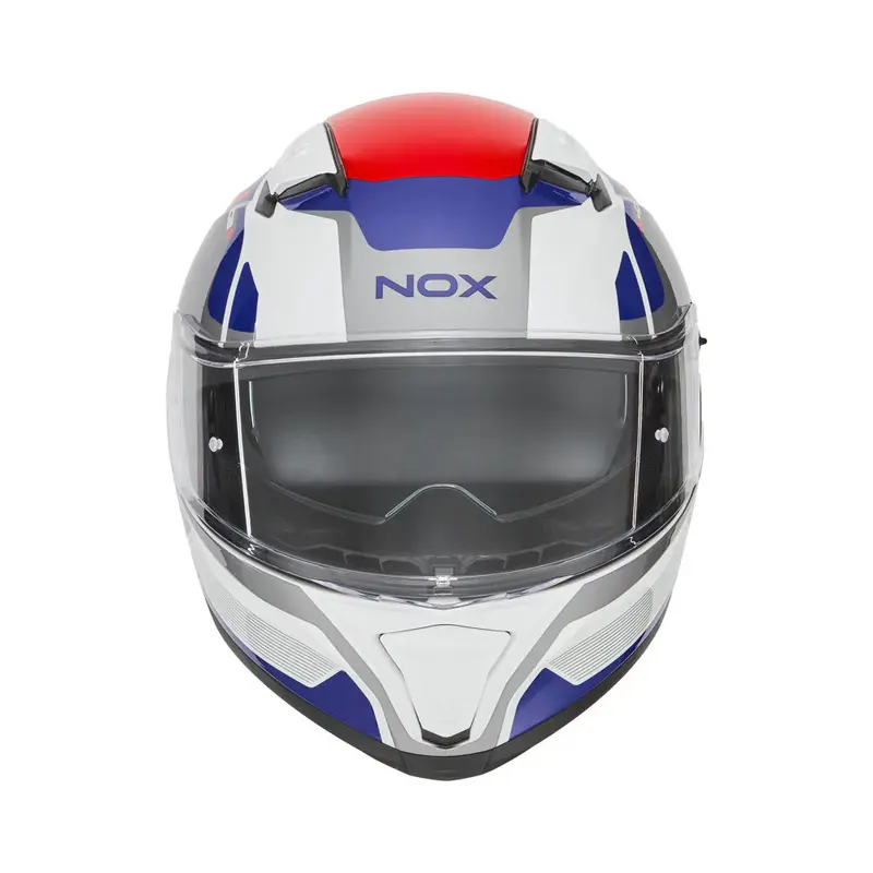 Casque intégral - N402 Mentor blanc bleu rouge brillant