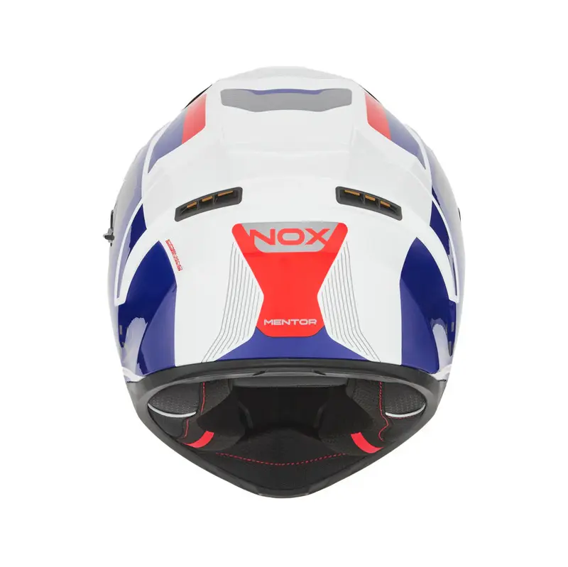 Casque intégral - N402 Mentor blanc bleu rouge brillant