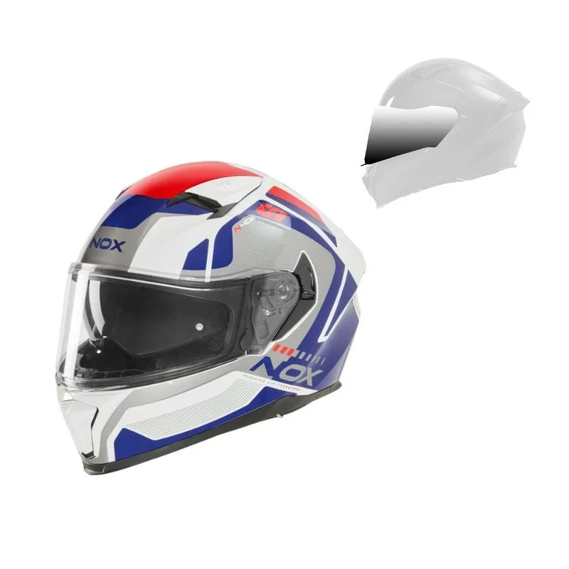 Casque intégral - N402 Mentor blanc bleu rouge brillant