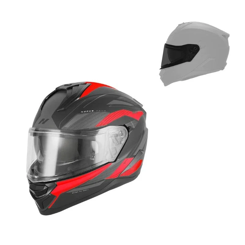 Casque intégral - N304S Revo noir mat rouge