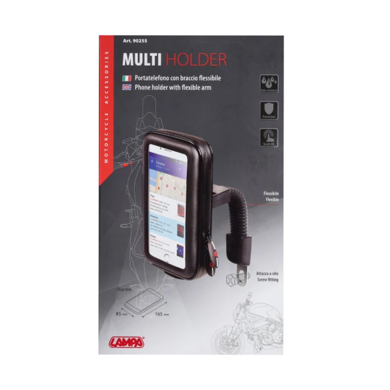 Support de téléphone Lampa Mirror Mount 110x160x30MM Noir Scooter/Fatbike