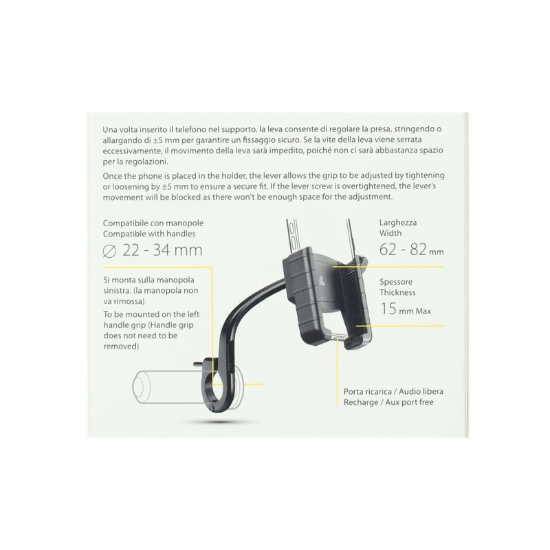 Support de téléphone Lampa Support de poignée gauche Scooter/Fatbike