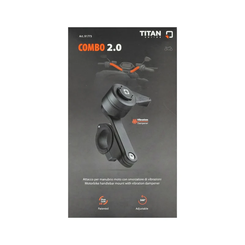 Adaptateur Lampa Téléphone Opti-Combo Guidon 2.0 Titan Série 22/35MM Cyclomoteur/Fatbike