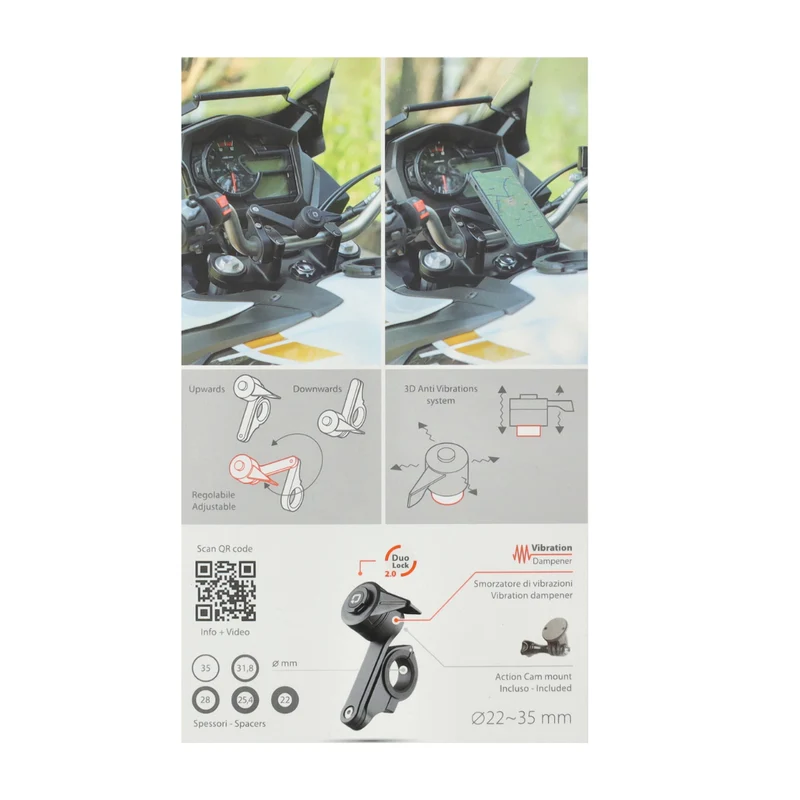 Adaptateur Lampa Téléphone Opti-Combo Guidon 2.0 Titan Série 22/35MM Cyclomoteur/Fatbike