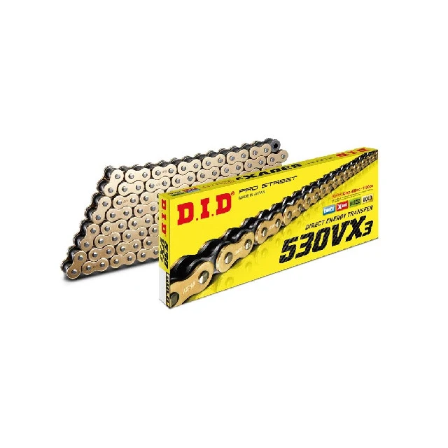 Cadena de transmisión X-Ring paso 530 VX3 108 eslabones G&B D.I.D - dorado