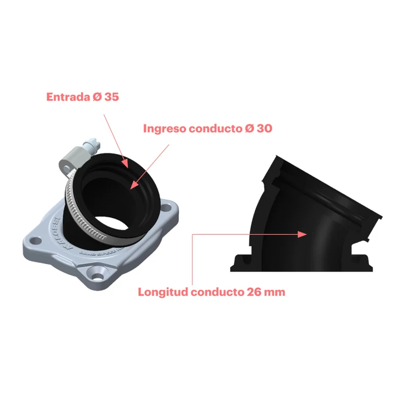 Tobera de admisión Malossi carter C-one 360º carburador VHSA 30 CS