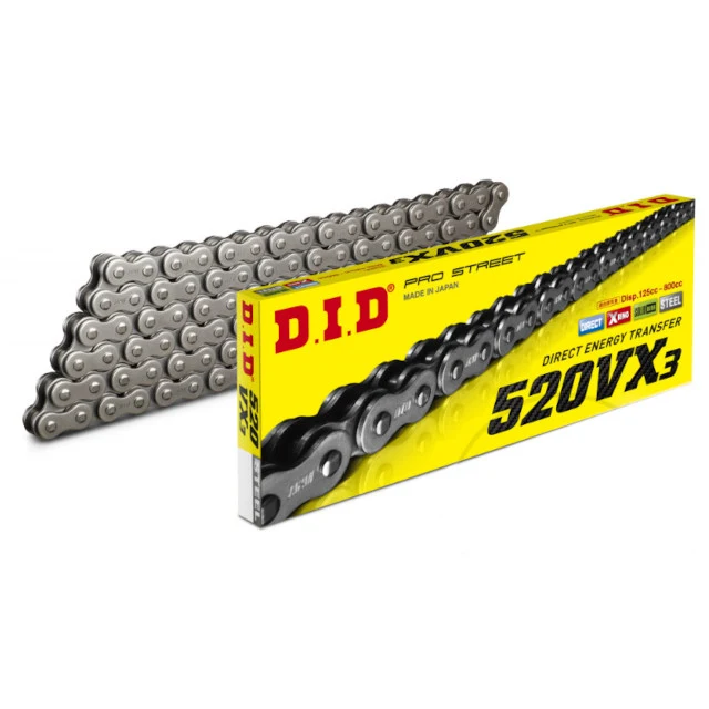 Cadena X-Ring paso 520 VX3 112 eslabones enganche Remache D.I.D