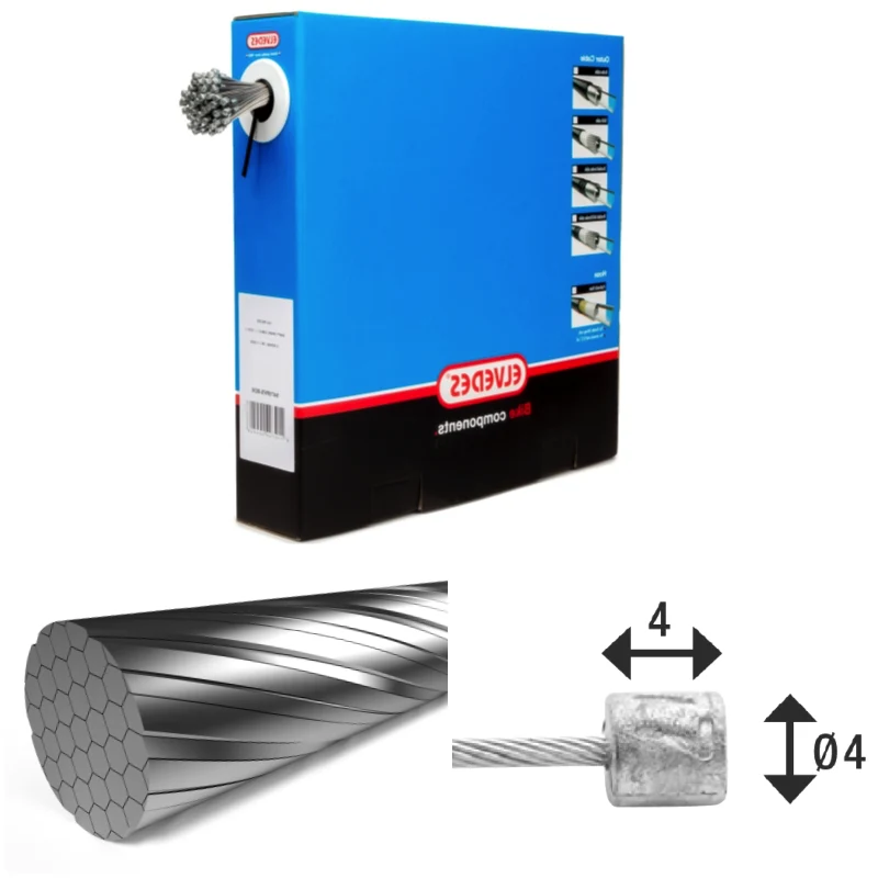 50 câble de transmission 2250mm 7x7 fils inox Slick Elvedes Ø1,1mm avec tête N Ø4