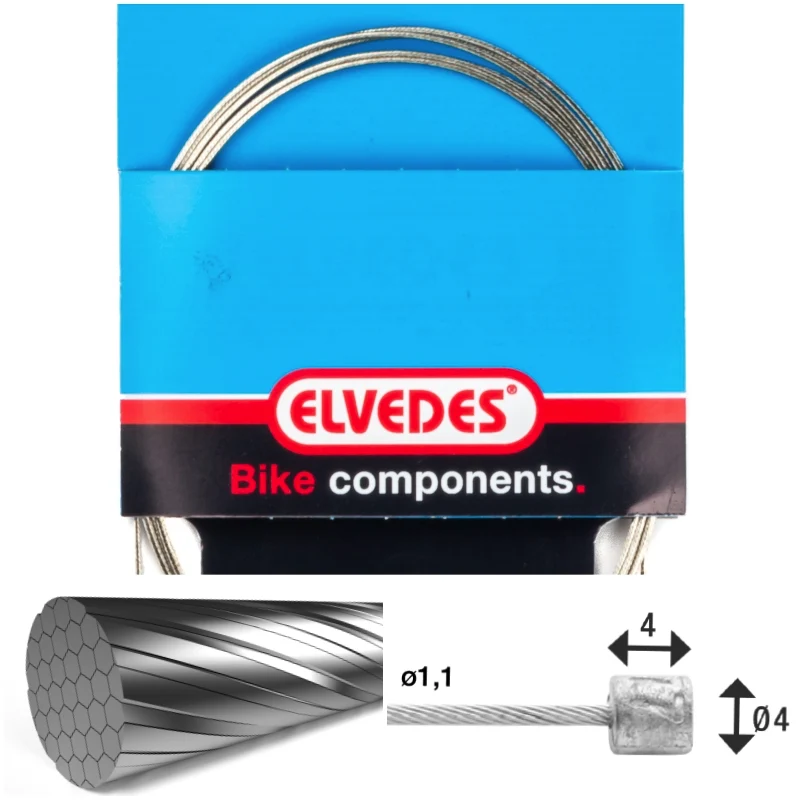 Câble de transmission 2250mm 7x7 fils inox Slick Elvedes Ø1,1mm avec tête N Ø4x4