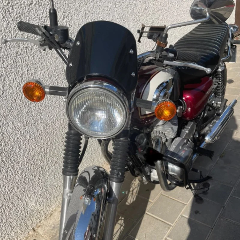Bulle moto noir - Phare rond