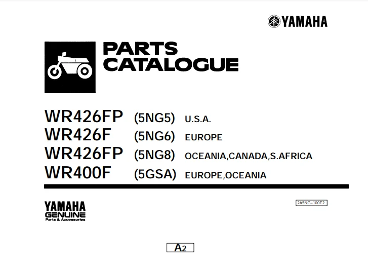 Manuel d'atelier Yamaha WRF 400 426 2001