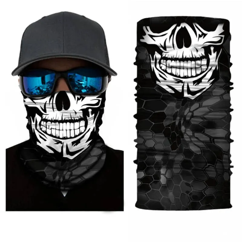 Cache cou moto - Squelette noir et blanc
