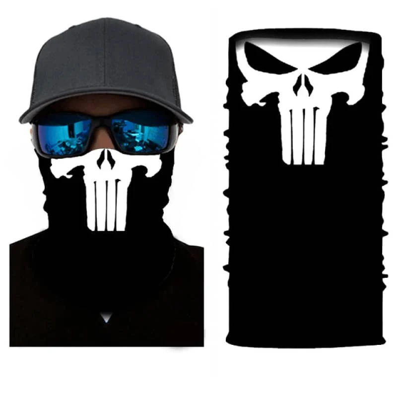 Tour de cou moto - Punisher blanc