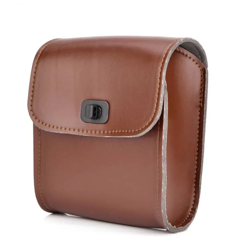 Sacoche moto latérale marron en simili cuir