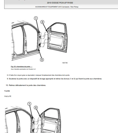 Manuel d'atelier Dodge RAM 1500 2009 2018 français