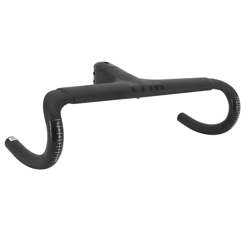 Cintre Combo Route Itm Ch1R Carbone Mat L 44 Extérieur (Axe-Axe 42 cm) Avec Potence Intégrée L 120 mm Pour Passage Câble Interne (Ajout Reference 212003 Recommande)