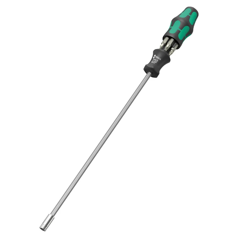 Tournevis Porte Embout Wera 27 Sb Kraftform Kompakt 27 XL Shk 1-4 Longueur Lame 300 mm (Avec Reserve D'Embout Intégrée) Noir-Vert (Vendu A L'Unite) -Marque Allemande Pour Les Ateliers-