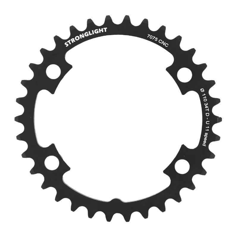 Plateau Route 4 branches Ø 110 Pour Shimano Ultegra 6800 Stronglight 34 dents Intérieur Compatible Dura-Ace 9000 Noir Alu 7075 11V.