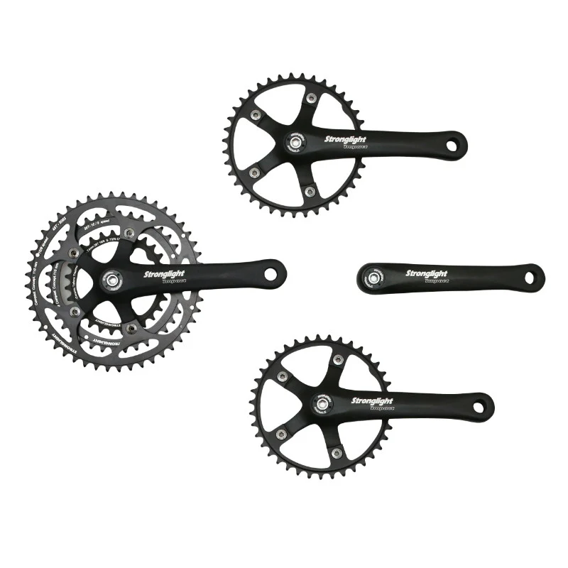 Pédalier Route Stronglight 9-10V. Impact Tandem Noir 170 mm 48-38-28 (Kit Avant + Arrière) (Axe Carré 115 mm)