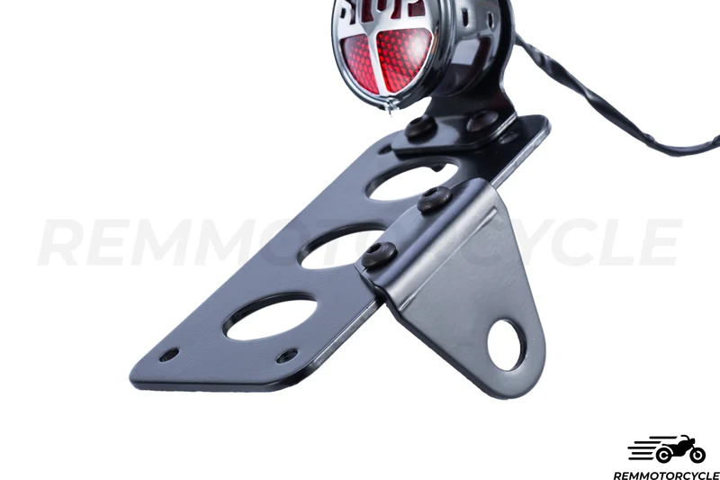 Feu Arriere custom moto "STOP" avec Support de Plaque