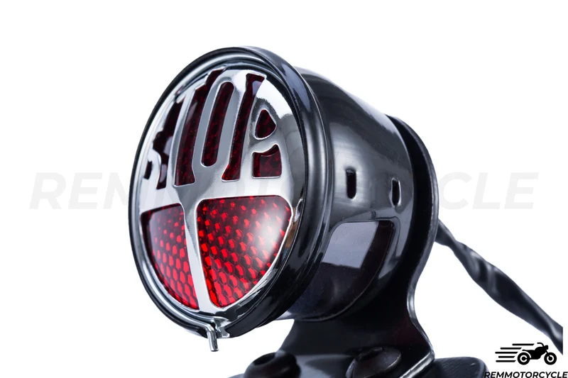 Feu Arriere custom moto "STOP" avec Support de Plaque