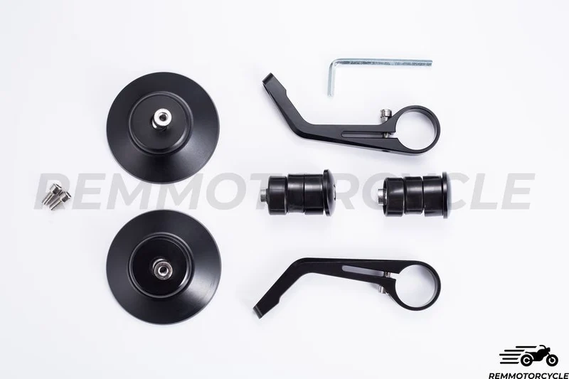 Paire de Rétroviseurs Bout de Guidon Noir Rond 22 mm Version Supérieure CNC