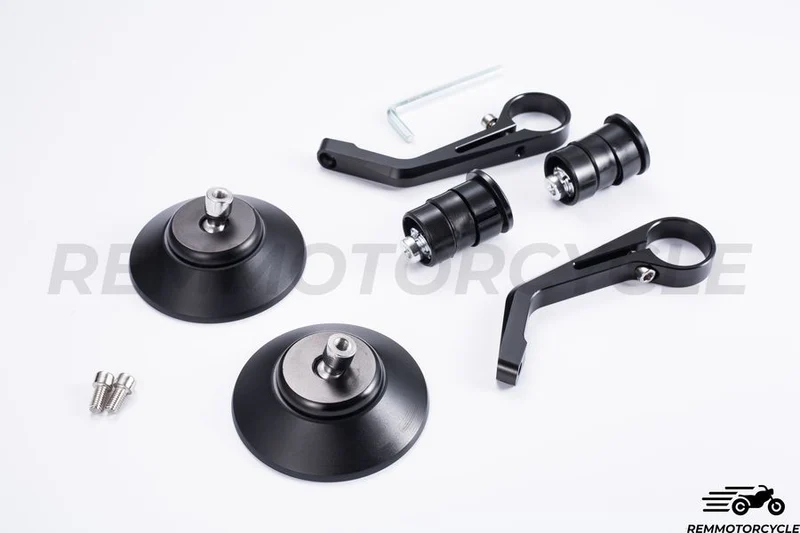 Paire de Rétroviseurs Bout de Guidon Noir Rond 22 mm Version Supérieure CNC