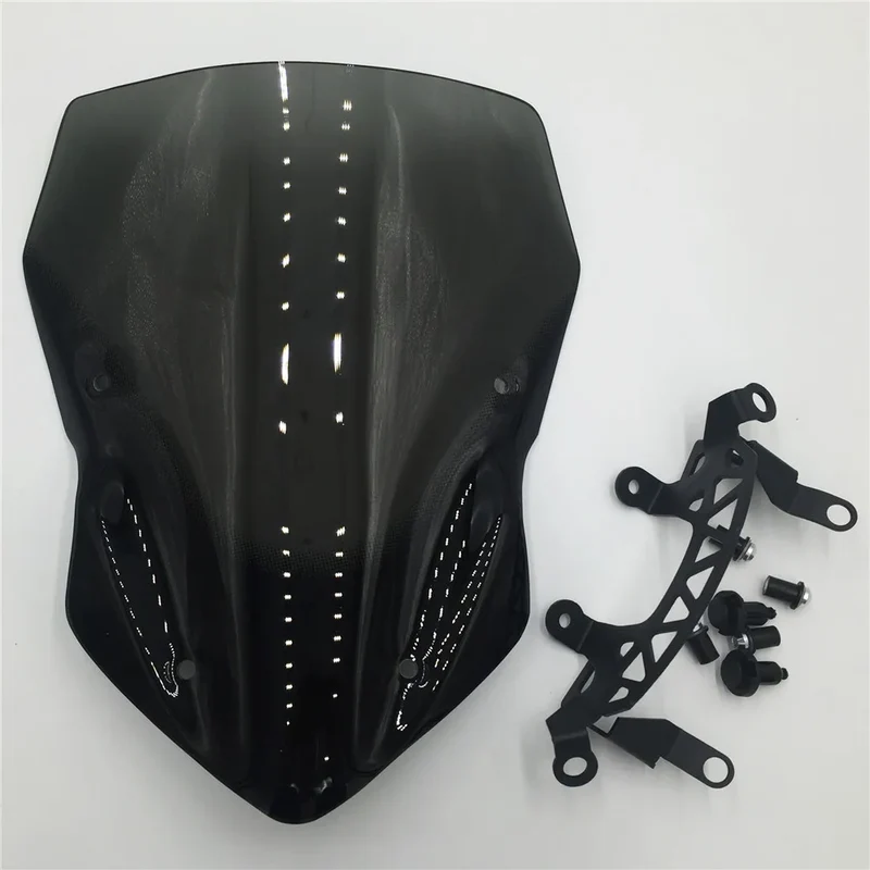 Motorcycle High Quality Windshield WindScreen Smoke Black Screen W/ Bracket Accessories For Kawasaki Z900 2017