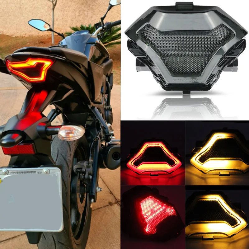 For Yamaha MT03 MT25 YZF R3 R25 Y15ZR MT07 FZ07 Motorcycle LED Taillight Moto Rear Brake Light Indicator Lamp Turn Signals
