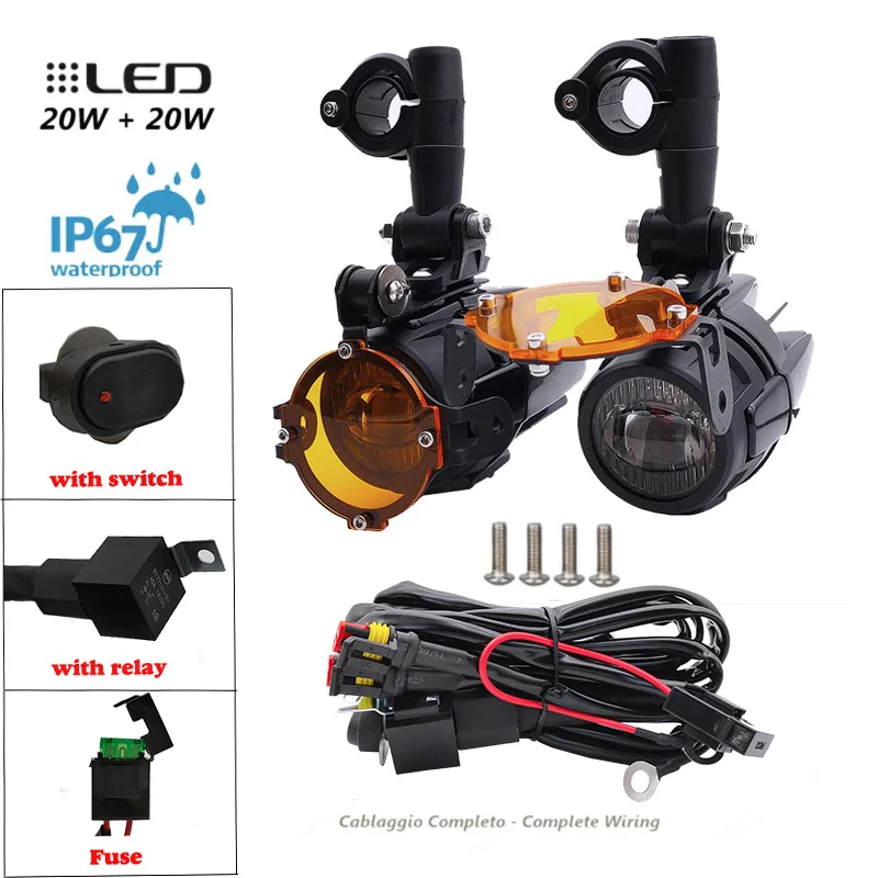 2014-2022 For Kawasaki Benelli etc Motorcycle LED Auxiliary Light Car Fog Light Assemblie Driving Lamp Spotlight Holder