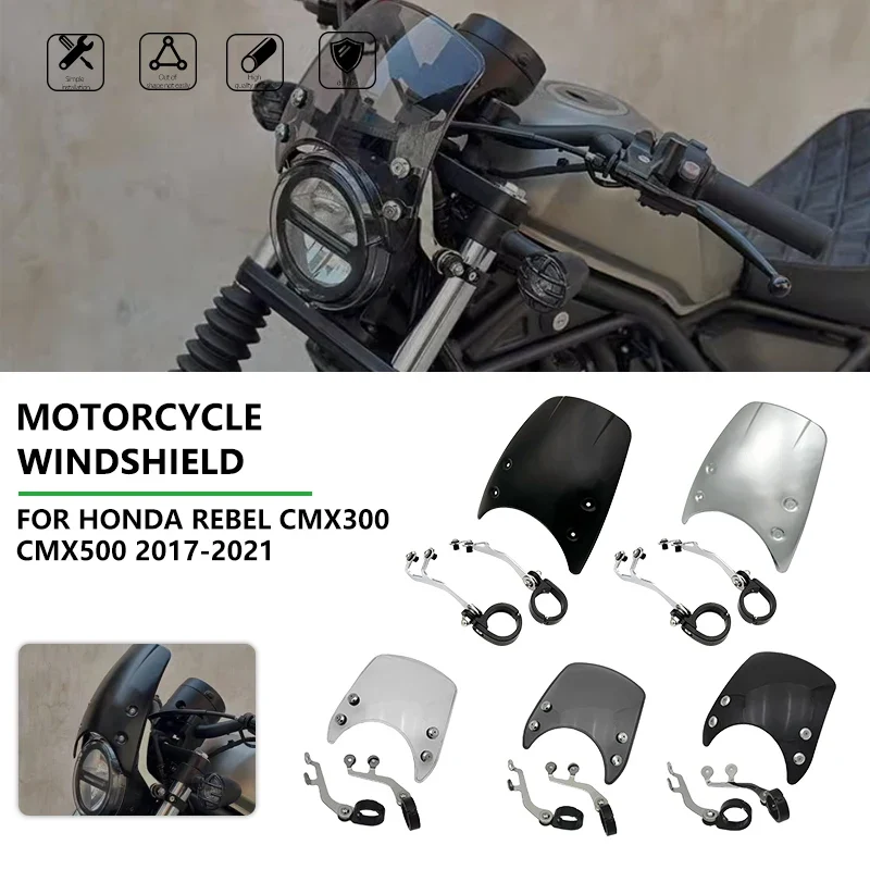 Windscreen Windshield Wind Deflector Shield Screen Visor for Honda Rebel CMX 300/500 CMX300 CMX500 2017 2018 2019 2020 2021