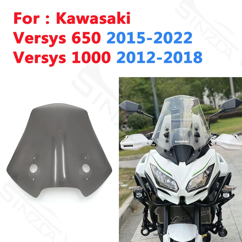 For Kawasaki Versys 650 Versys650 KLE650 2015-2022 KLZ1000 Versys1000 2012-2018 Windshield Windscreens Wind Deflectors Gray