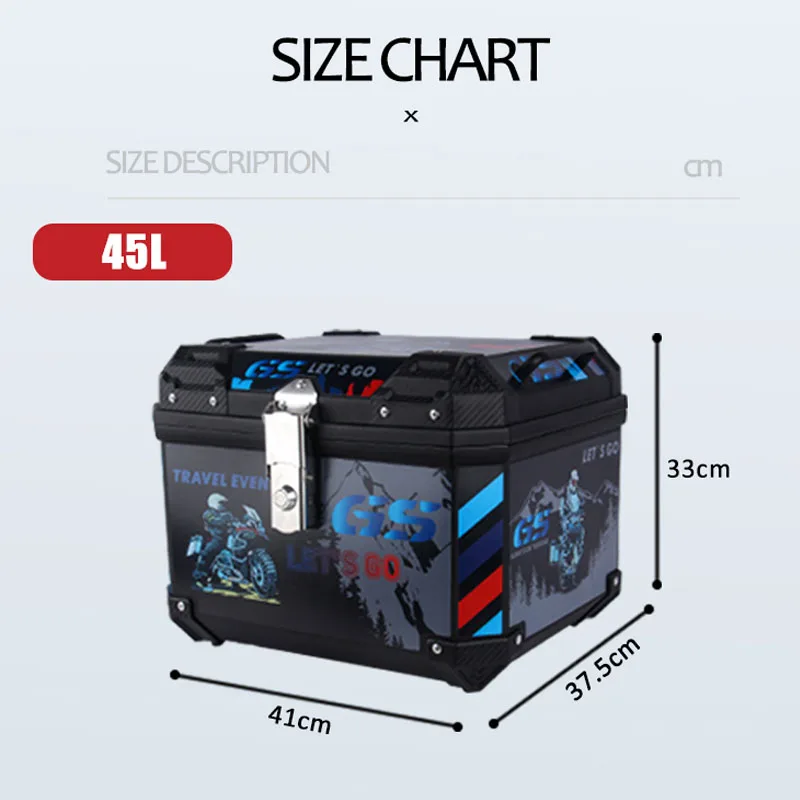 45L Motorcycle Tail Box Universal For R1200GS R1250GS F800GS F850GS G310gs F750gs Top Rear Luggage Tool Tail Box Large Capacity