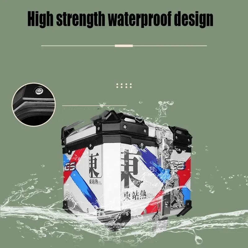 40L Aluminum Alloy Motorcycle Rear Top Case Luggage Storage Tail Box Waterproof Trunk Tool Box Motorcycle Universal Rear Cases