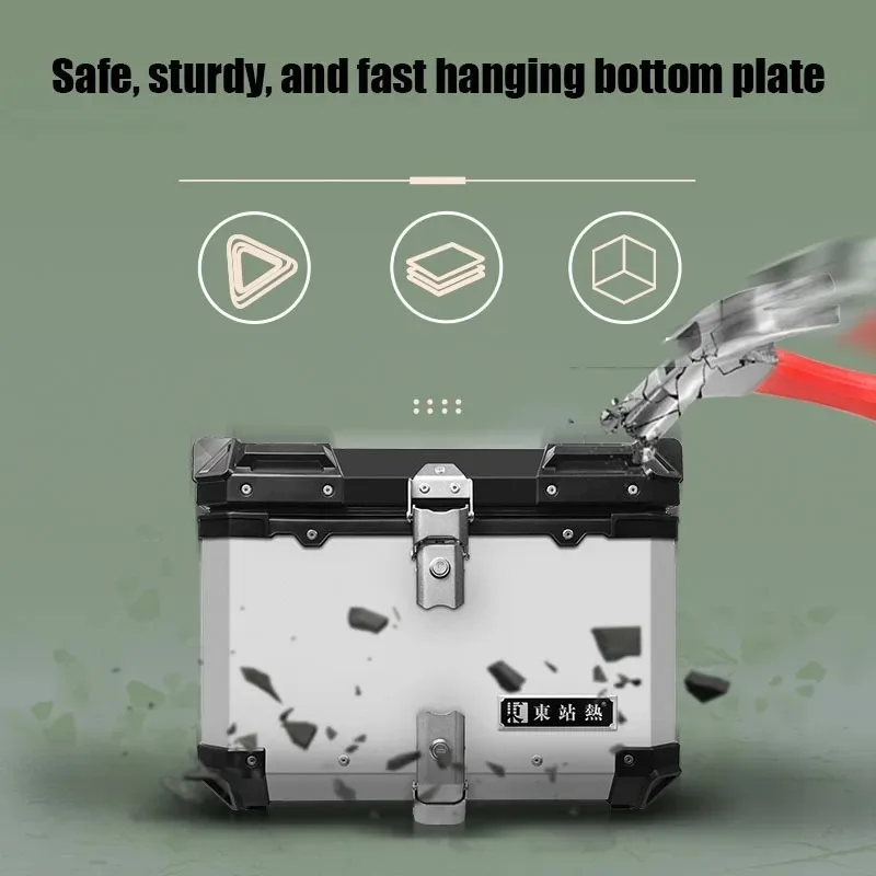 40L Aluminum Alloy Motorcycle Rear Top Case Luggage Storage Tail Box Waterproof Trunk Tool Box Motorcycle Universal Rear Cases