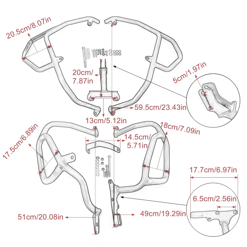 For Honda CRF1100L CRF 1100 L Africa Twin Adventure Sports DCT 2020-2023 Crash Bar Upper&Lower Highway Engine Guard Bumper
