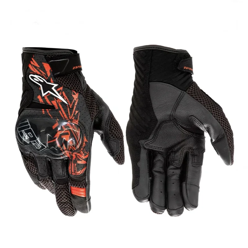 A-star motorcycle gloves summer mesh breathable riding motorcycle anti fall gloves touch screen leather