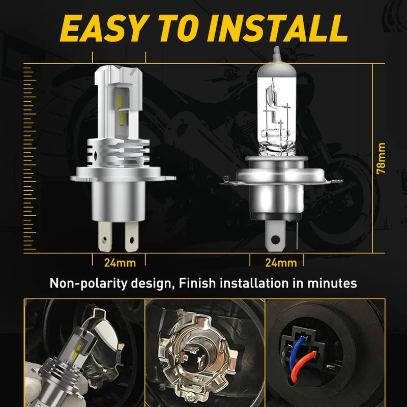 AUXITO 1/2x H4 9003 LED Hi/Lo Beam Canbus No Error Car Motorcycle Headlight Bulb CSP Fanless H4 HB2 LED Light Auto Moto Headlamp
