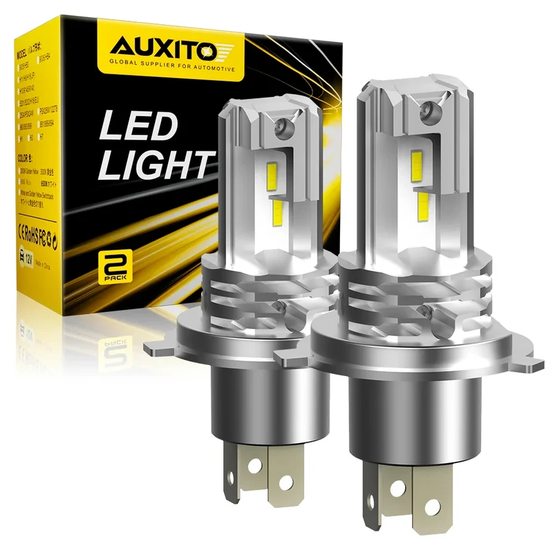 AUXITO 1/2x H4 9003 LED Hi/Lo Beam Canbus No Error Car Motorcycle Headlight Bulb CSP Fanless H4 HB2 LED Light Auto Moto Headlamp