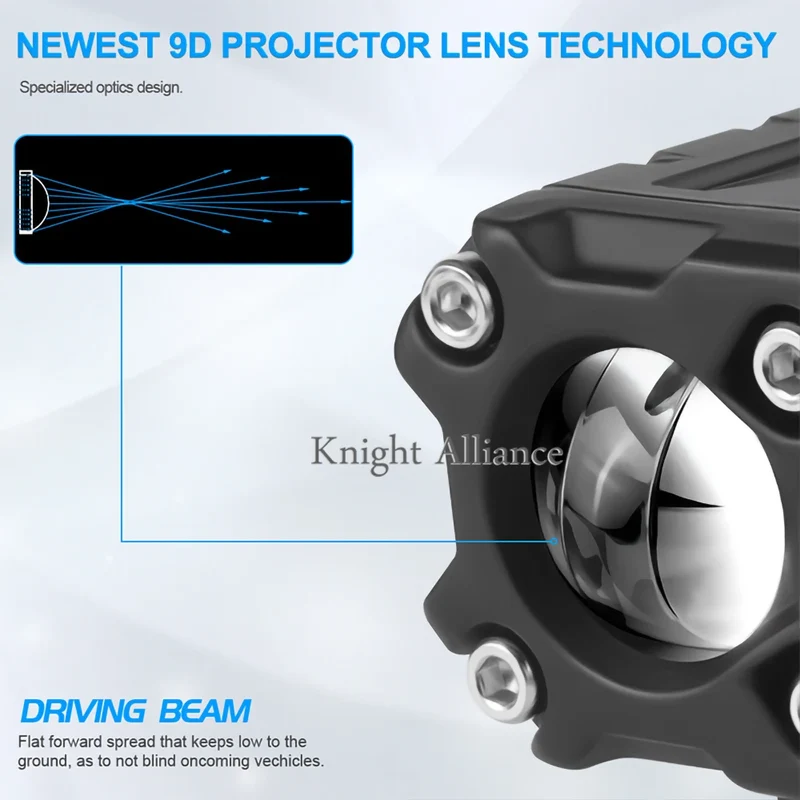 Motorcycle LED Spotlight Headlight Dual colour LED Lens Hi/Low beam Driving Spot Fog Lights External farol auxiliar moto 12V