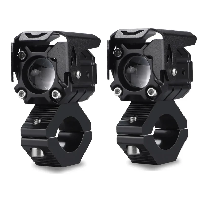 Motorcycle LED Spotlight Headlight Dual colour LED Lens Hi/Low beam Driving Spot Fog Lights External farol auxiliar moto 12V