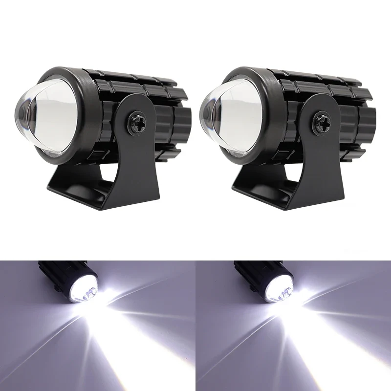 Motorcycle Mini Driving Light Headlight Universal Dual Color ATV Scooter for Auxiliary Spotlight Lamp Moto Fog light Accessories