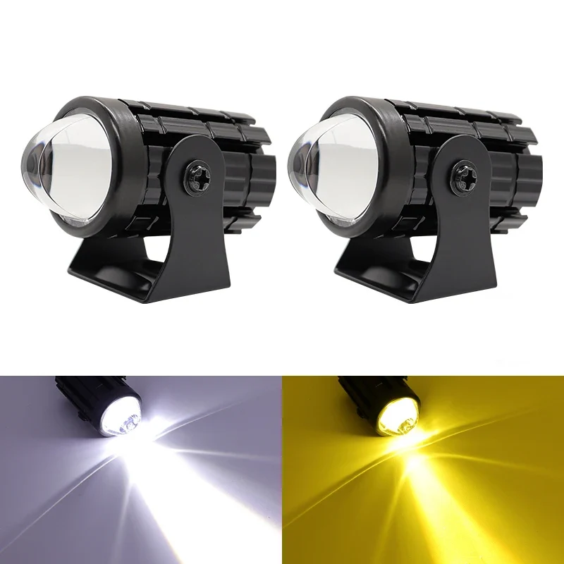 Motorcycle Mini Driving Light Headlight Universal Dual Color ATV Scooter for Auxiliary Spotlight Lamp Moto Fog light Accessories
