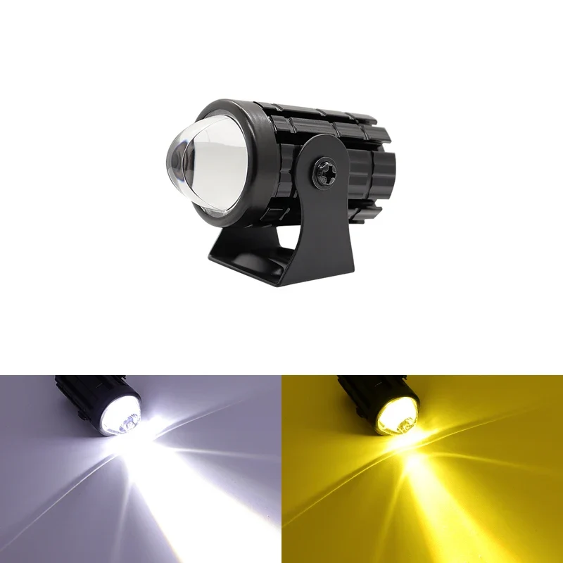 Motorcycle Mini Driving Light Headlight Universal Dual Color ATV Scooter for Auxiliary Spotlight Lamp Moto Fog light Accessories