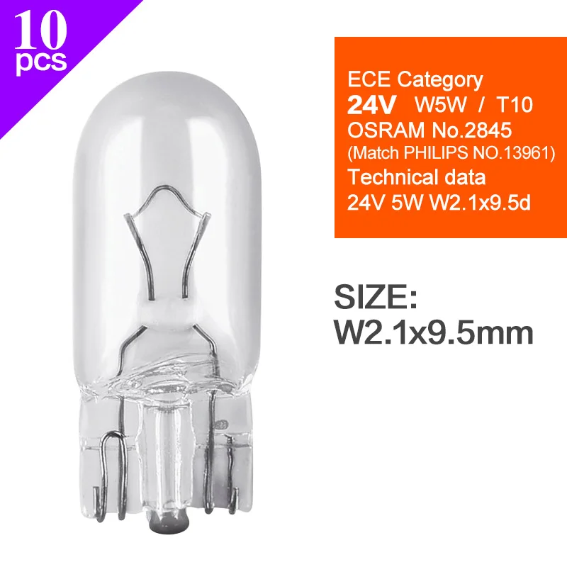 Truck Signal Lamp 24V Tail Stop Brake Back-up Turn Side Light OSRAM Halogen Bulbs W5W2845 T10 R5W5627R10W5637 P21W7511 T4W 7537